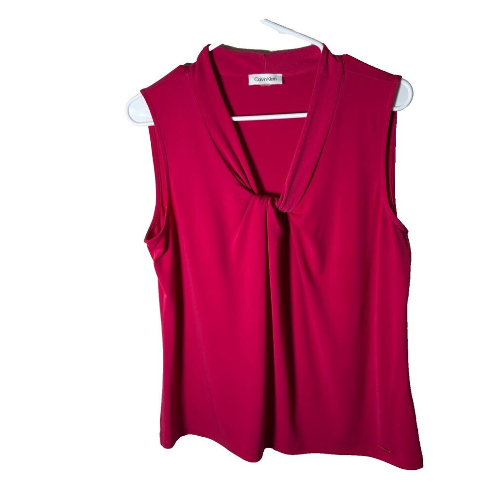 Calvin Klein Tank Top Women's M/L Pink Sleeveless Knotted Career Shirt
